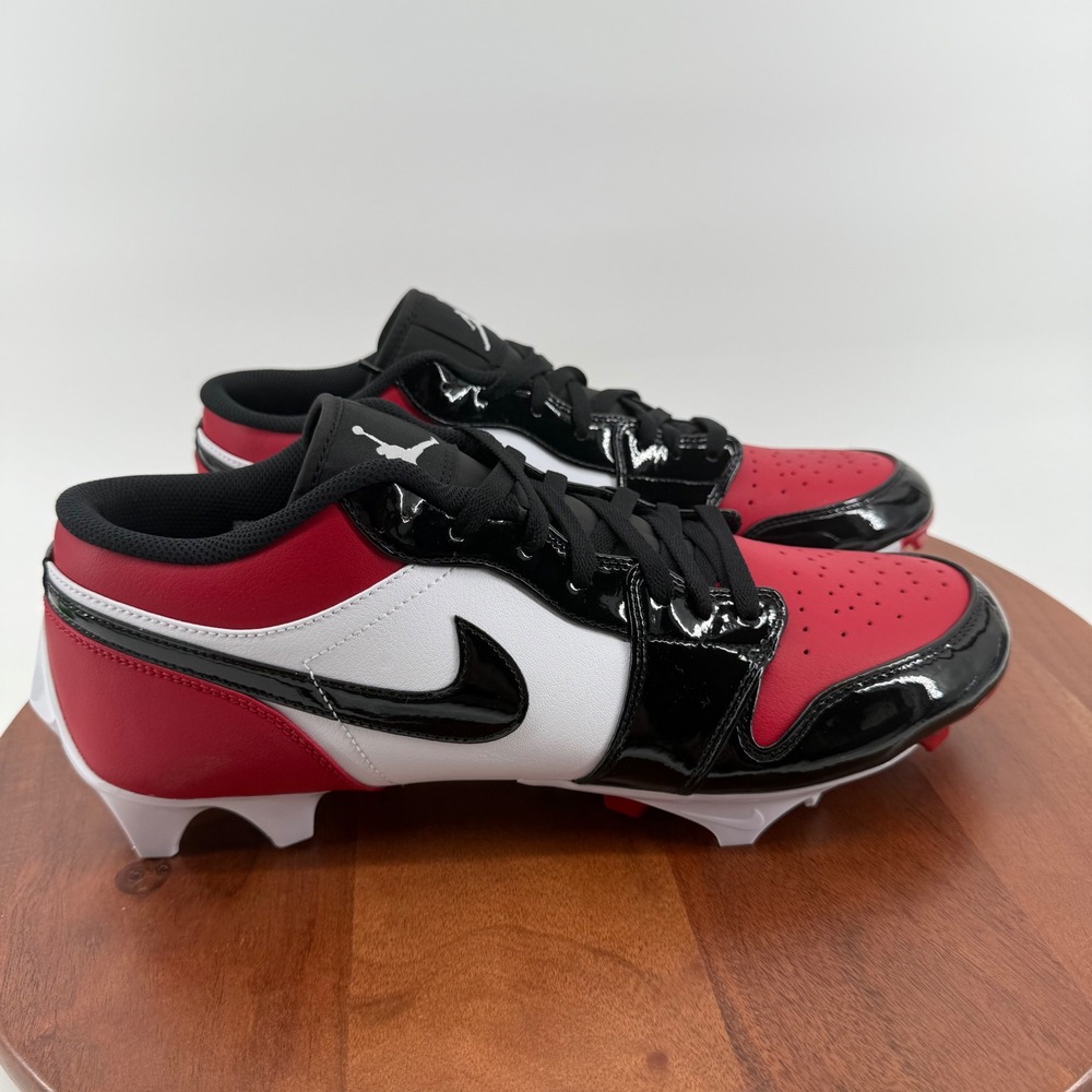 Nike Jordan 1 Low TD‎ Red Black White Retro Football Cleats FJ6245-601 Mens 13.5